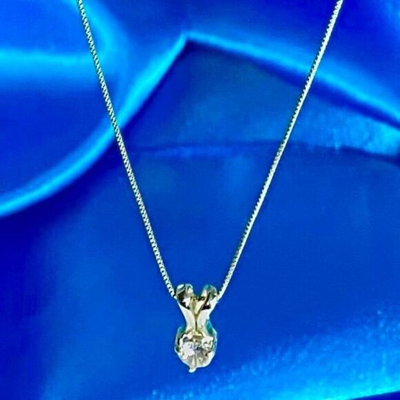 AFT# Sterling 925 Silver & Sim Diamond Necklace - Picture 5 of 11